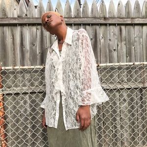 SOLD Vintage Romantic Cream Lace Blouse